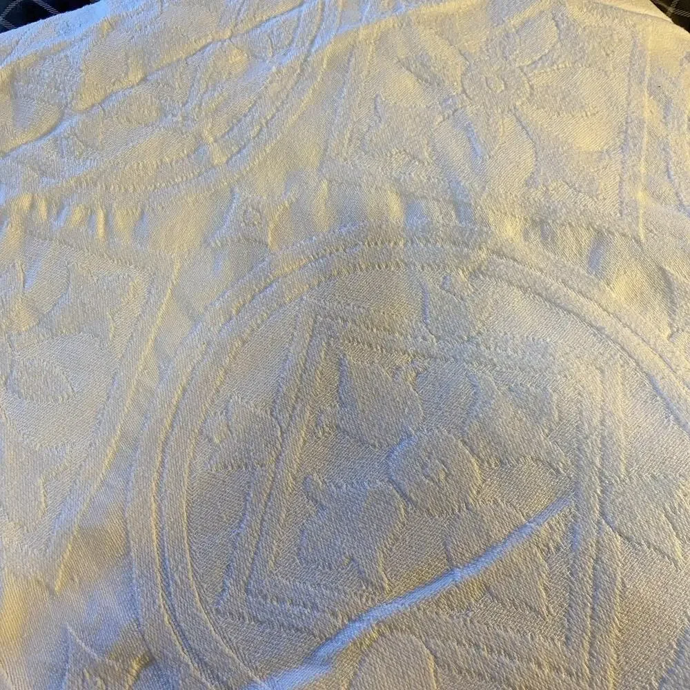 Vintage King Size 90x97” Bed Cover Blanket Cotton White Fridge USA Artsy Weave